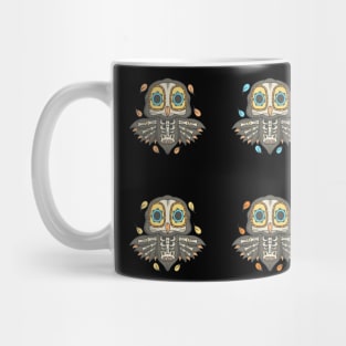 Colorful Grey Orange Beige Yellow Blue Owl Day of the Dead Skeleton Mug